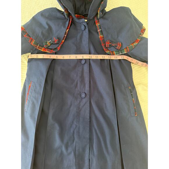 Rothschild toddlers girls pea coat jacket hoodie lined navy blur buttons sz5 - Picture 15 of 16